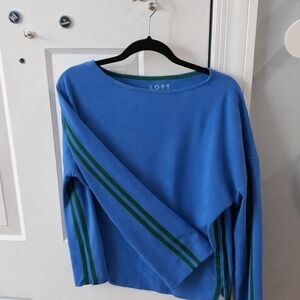 LOFT Blue Top with Green Accents - NEW